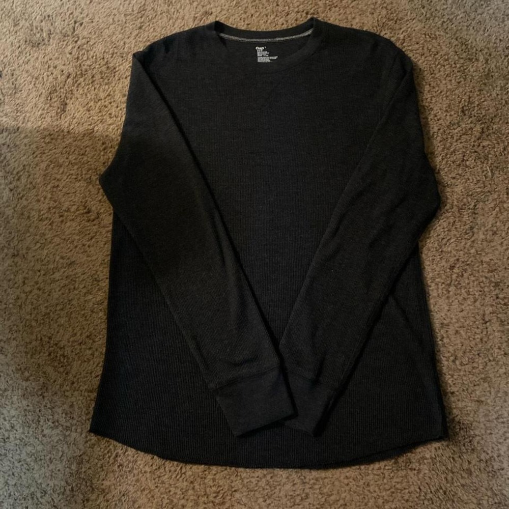 Men's Size‎ Large Gap Dark Gray Ribbed Ling Sleeve Shirt